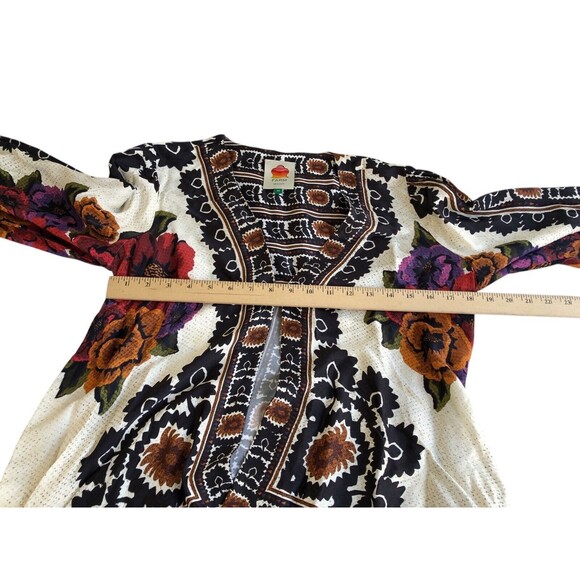 Farm Rio Flower Tapestry Popover Blouse Sz X Small EUC - Picture 11 of 15